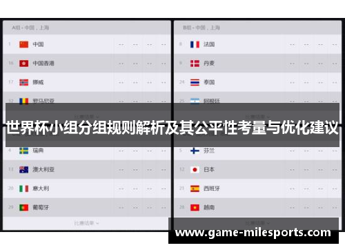 世界杯小组分组规则解析及其公平性考量与优化建议